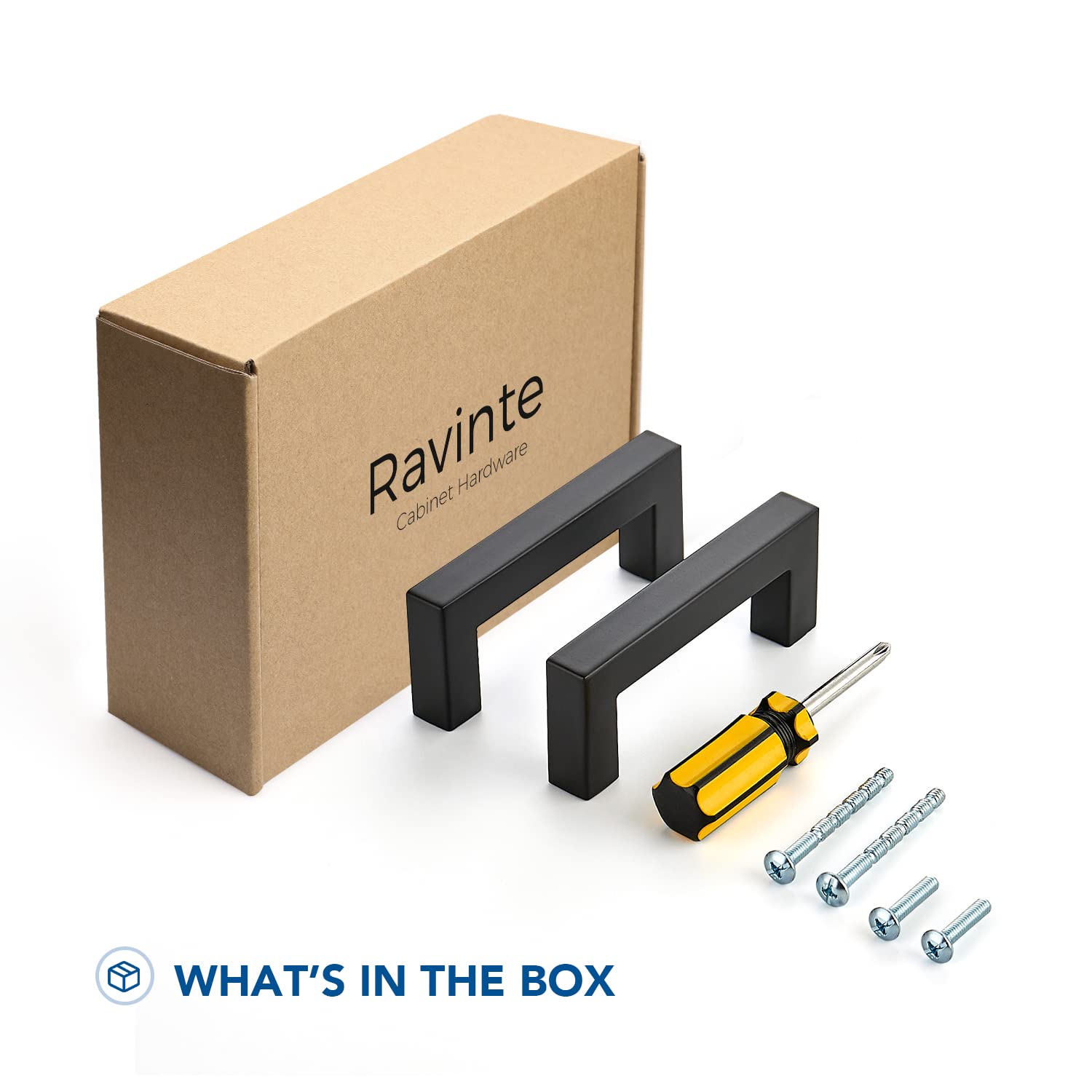 Ravinte 40 Pack Black Cabinet Pulls 3 Inch Square Cabinet Handles Matte Black Kitchen Hardware for Cabinet