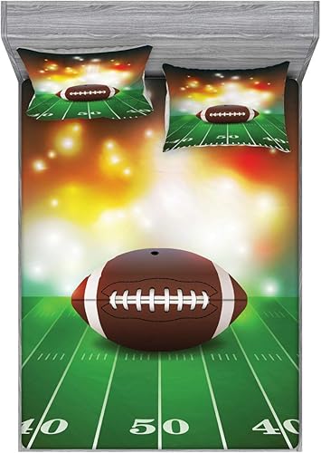 Miniatura 166 de Ambesonne Juego de sábanas bajeras y fundas de almohada occidentales, sombrero de vaquero con temática del salvaje oeste y cuerda de ganadería vieja