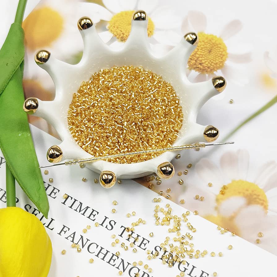 Transparent Gold Color 2mm Seed Beads About 9800pcs/110Grams in Bag - Image 3