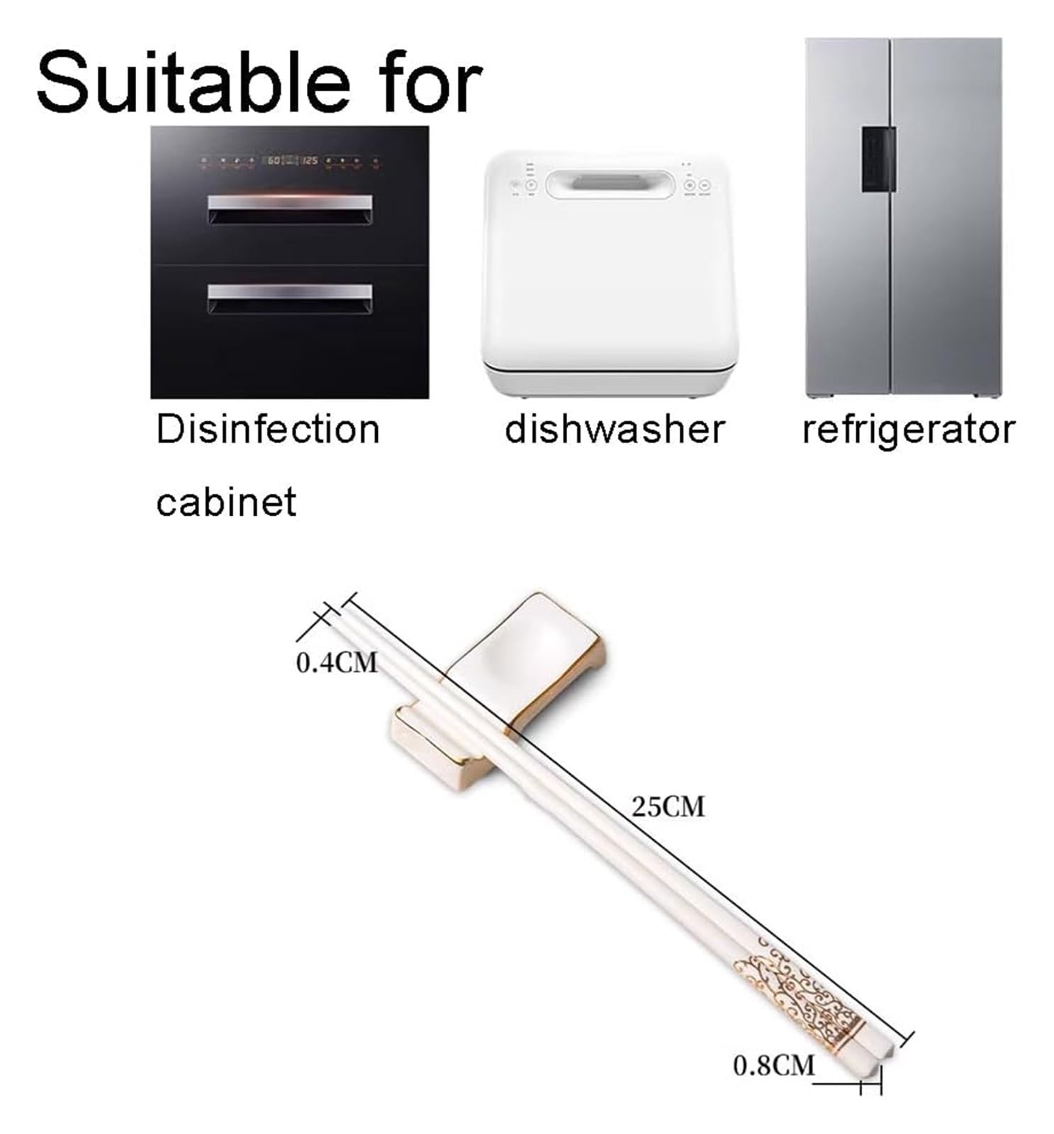 Baguettes en céramique, Coffret cadeau de 10 paires baguettes réutilisables avec étui, en céramique d'os haute qualité(W)