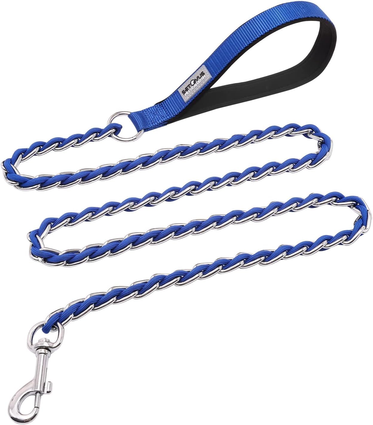 S-ETOVUS-Chain Dog Leash, Bite-Proof Metal Leash, with Padded Handle — image 1