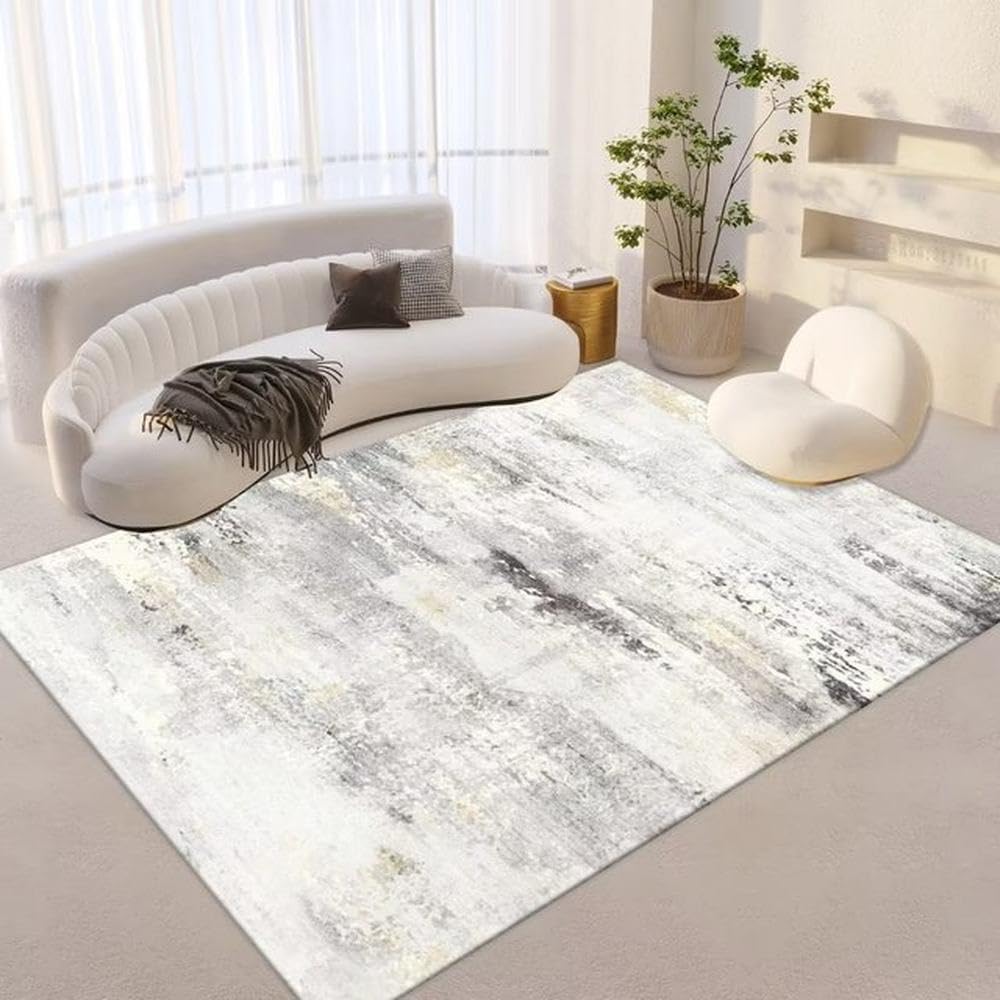 Tapis doux en flanelle grise 200x300 cm pour maison et canapé