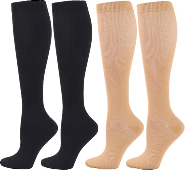 Compression Socks for Women Men, 2/3/4/6 Pairs 20-25mmHg Knee High Socks Compression Stockings for Sport, Athletic, Edema, Diabetic, Varicose Veins, Travel, Pregnancy, Nursing - 1