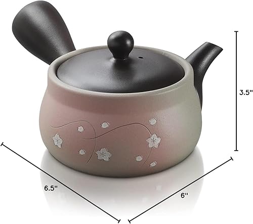 Miniatura 10 de Japanese Green Tea Co. Tetera japonesa de arcilla roja para té verde (9 onzas), tetera tradicional de arcilla fabricada en Tokoname con diseño