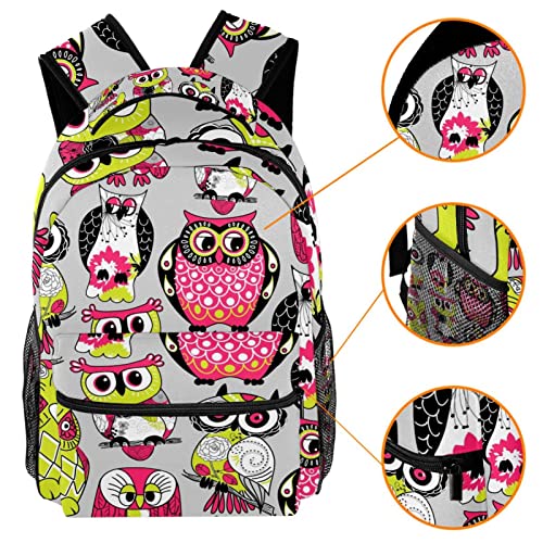 Sac à dos de voyage enfant avec motif hibou abstrait et porte-bouteille
