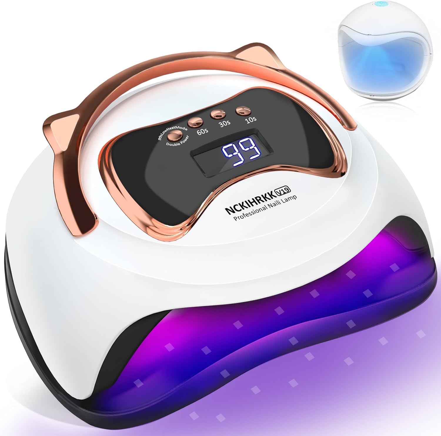 180W Lampada UV LED Unghie, Professionale Fornetto Unghie Semipermanente per Manicure Display LED Automatico Sensore, Maniglia a Orecchio di Gatto, Lampada Led Unghie per Manicure/Pedicure