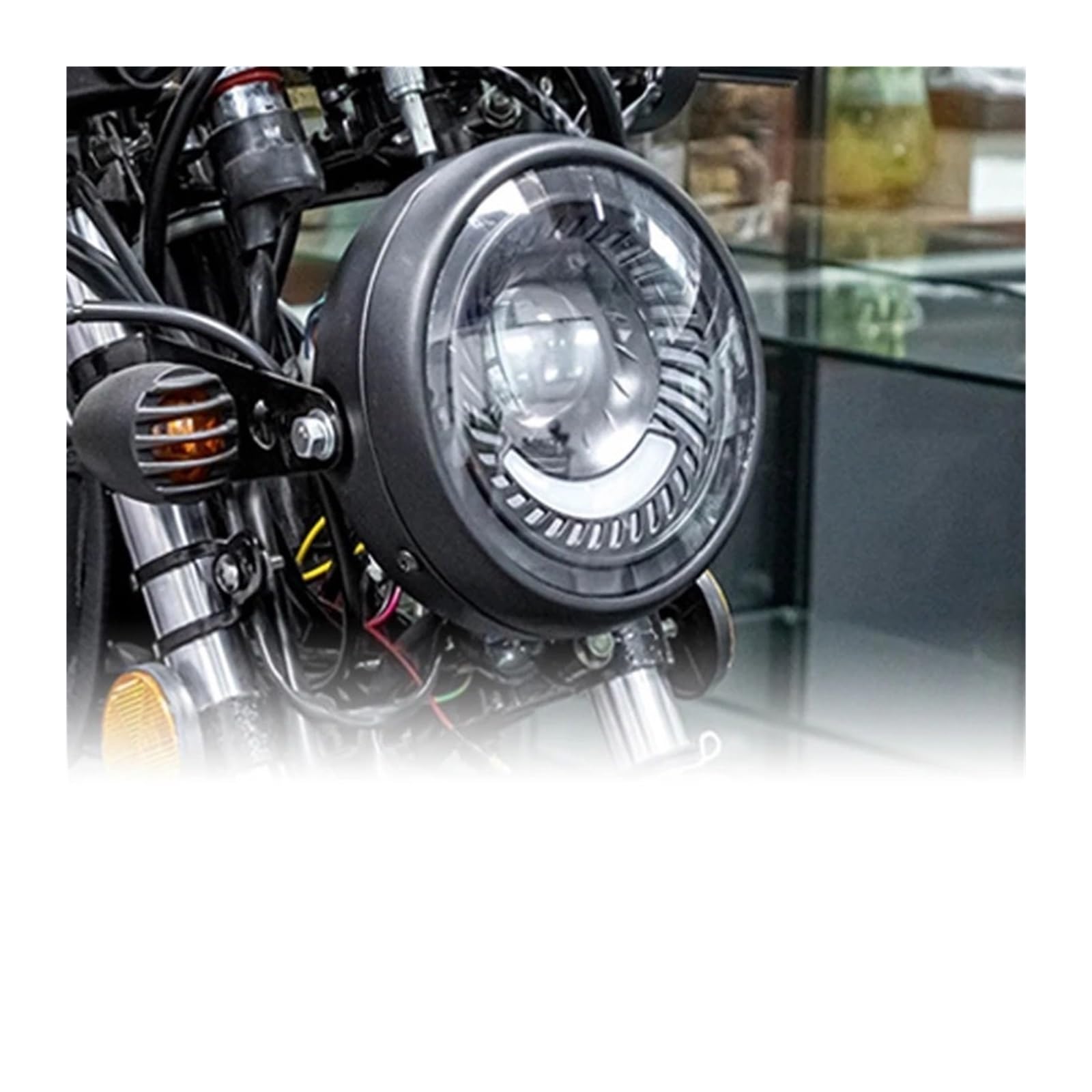 Faro Principale Per Moto Da 6,5 ​​pollici Retro Rotondo 12v 26w 6500k Con Kit Staffa Parti Modificate Fanale Anteriore Moto