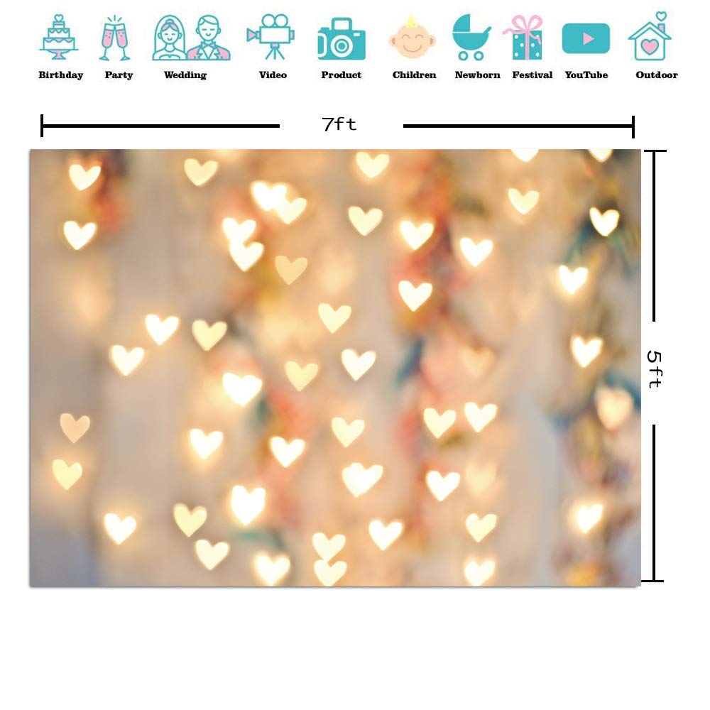 CYLYH Valentine's Day Backdrop Love Heart Bridal Shower Birthday Wedding Party Love Heart Wall Decor Banner Kid Newborn Baby Birthday Party Decor Banner D520: 7x5ft
