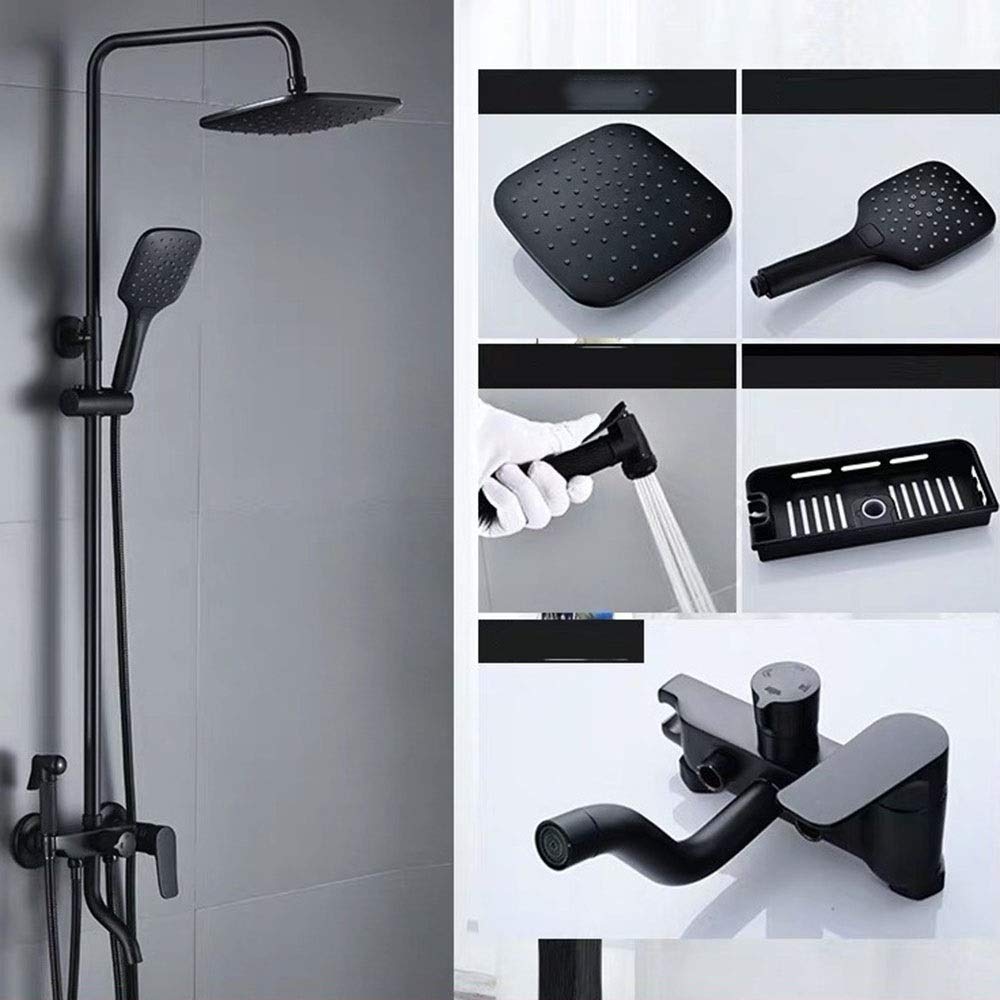 Colonne de douche en cuivre noir multifonction pour salle de bains d'hôtel