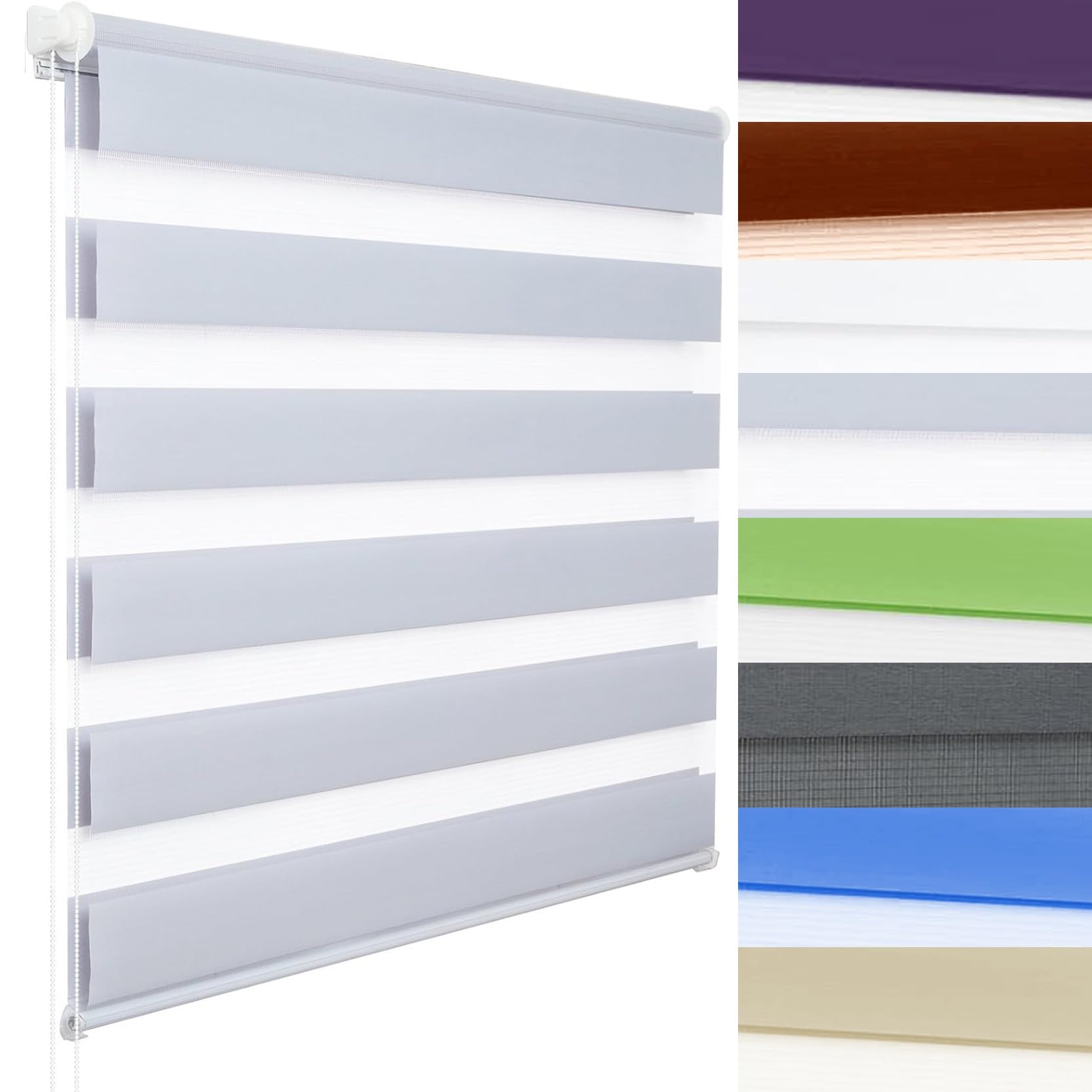 Store Occultant Klemmfix sans percage 35 x 90 cm Translucide Protection Solaire Store à Pinces sans Percer Facile à Entretenir pour Fenêtre, Gris Clair