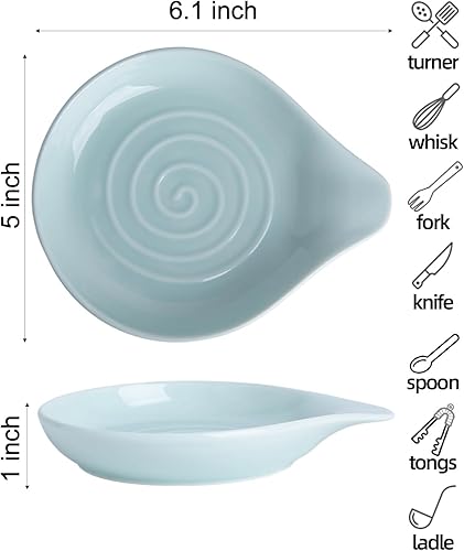 Miniatura 3 de Soporte para cuchara grande de cerámica, 6.2 x 5.2 pulgadas, resistente al calor, antiadherente, para estufa, acabado brillante, apto para