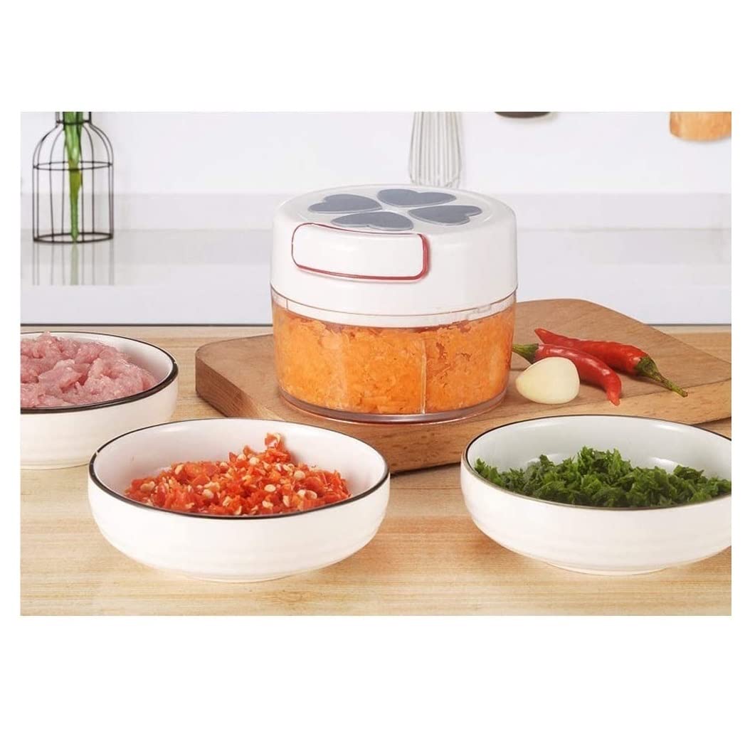 Knoblauch Helfer Manueller Knoblauchzerkleinerer, Tragbarer Fleischwolf Mit Handzug, Für Gemüse, Nüsse, Chili Küchen Kochen(B)