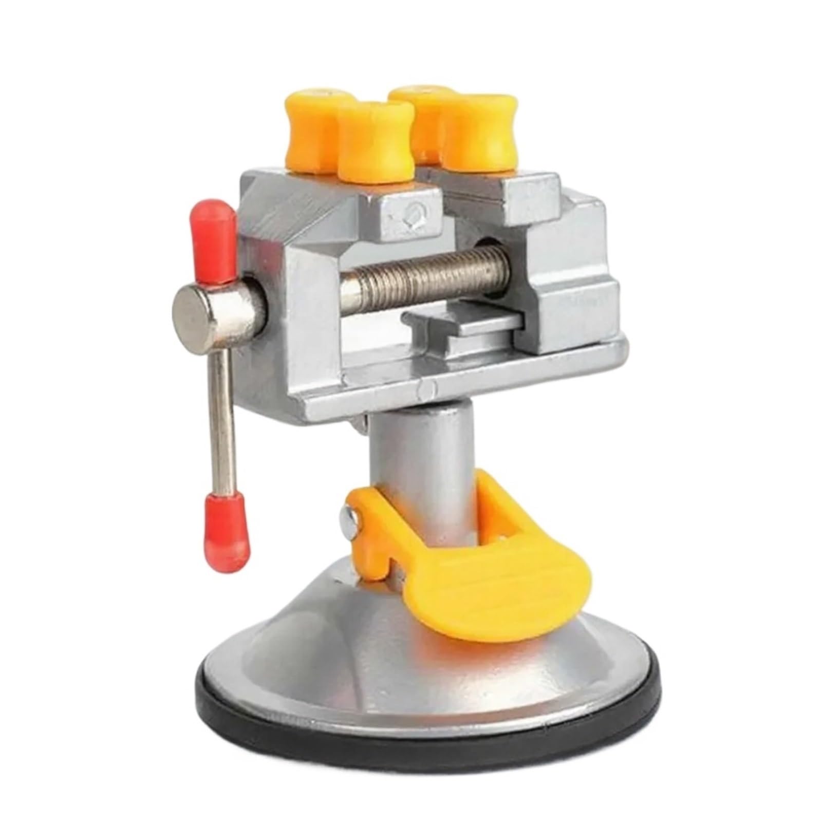 Bapprjj Silver Small Bench Vise Multifunction Flat Jaw Table Suction Cup Workbench Carving Jig Household Tool(Silver)