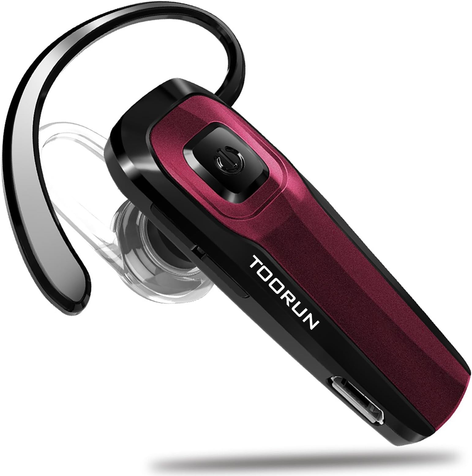 TOORUN Bluetooth Earpiece, M26 Bluetooth Headset Handsfree Wireless Headphone with Noise Cancelling and Microphone Compatible for Android iPhone Cell Phone Laptop - Red