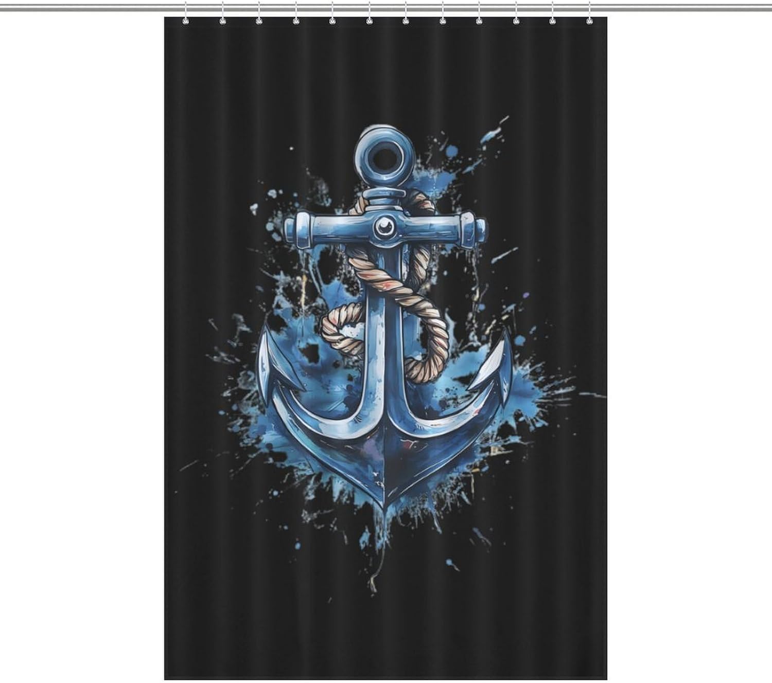 Watercolor Anchors Funny Shower Curtains Washable Bath Curtain Liner with Hooks for Bathroom Bath Tubs