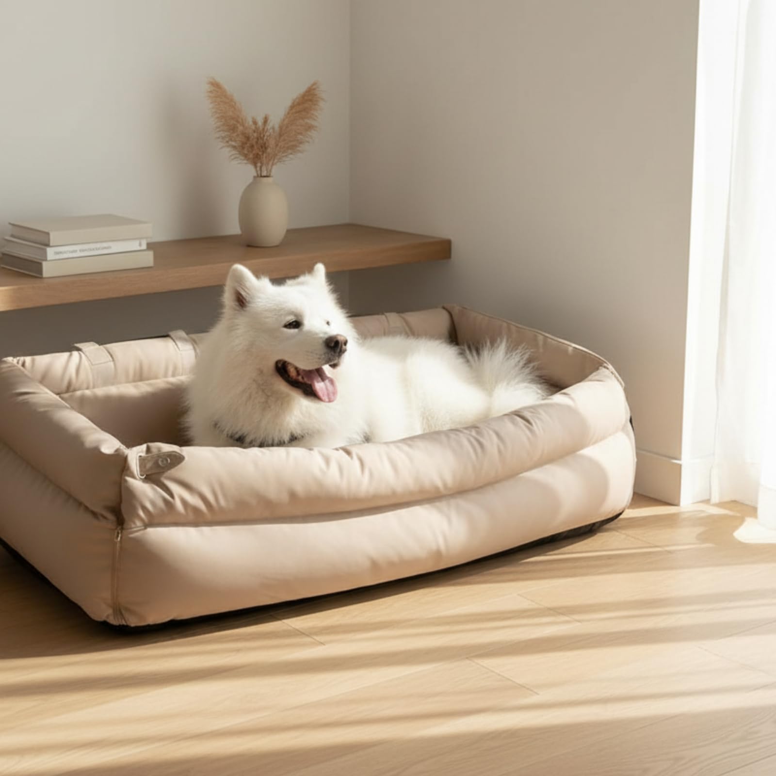 Cama con Asa Transporte Portátil, XL 115 × 54 × 31 Cm, Gris