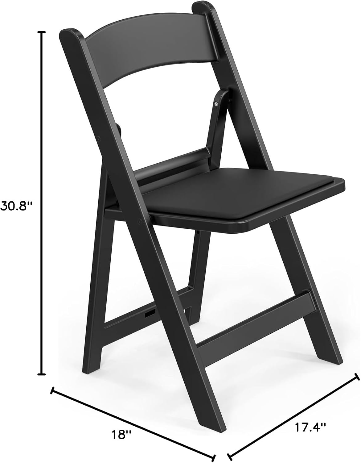 VINGLI Black Resin Folding Chair with Padded Cushion, Set of 1, Plastic Foldable Seat for Indoor & Outdoor Use, Comfortable Design for Events, Parties & Home (1, Black, M)