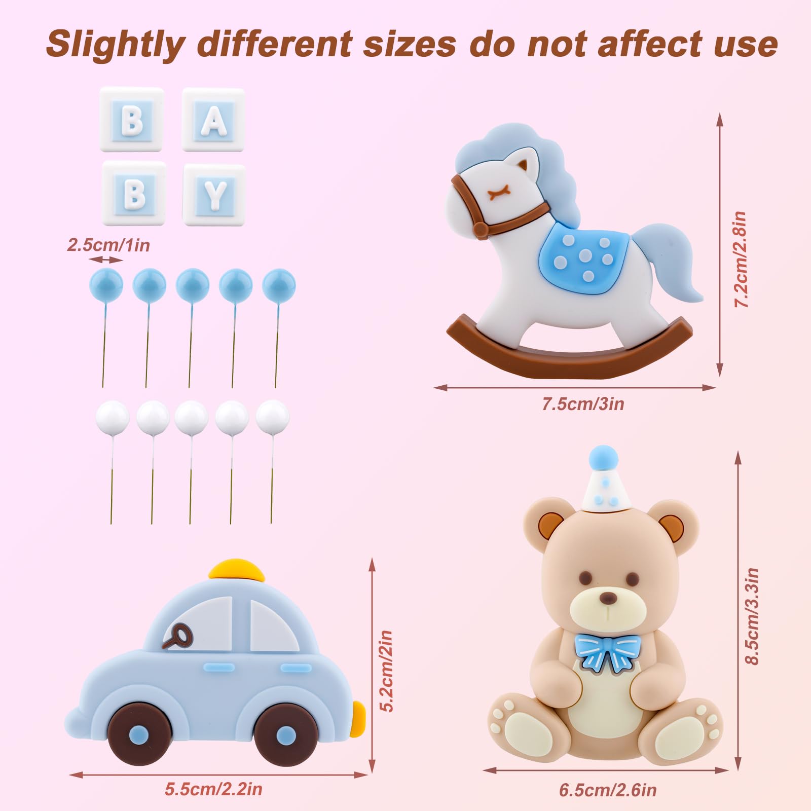 Baby Shower Decor Blue Bear Cake Topper Set - Baby Shower & Birthday ...