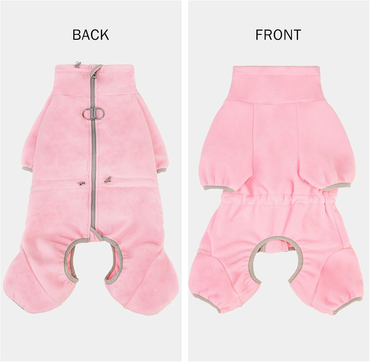SCENEREAL Fleece Dog Winter Coat with Harness Built in, Soft Pajamas Warm Dog Sweater, Cold Weather Pet Jacket Jumpsuit Apparel Outfit for Small Dogs Walking Hiking Sleep, Pink S