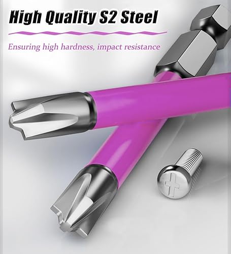 Miniatura 5 de Juego de 10 puntas de destornillador Phillips magnéticas PH2 especiales ranuradas para electricistas, brocas largas #2 Phillips con cabeza de