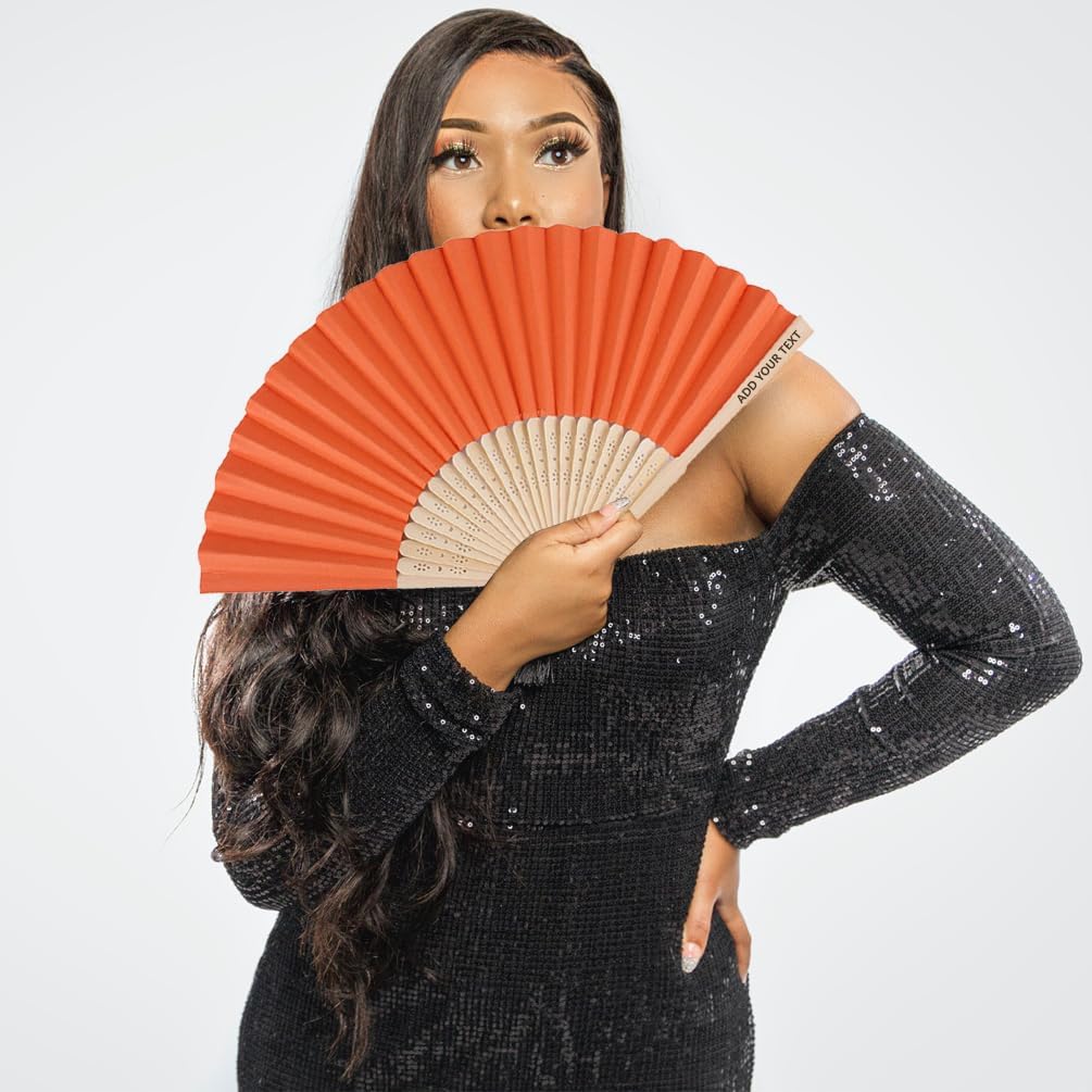 AIFLM Personalized Engraved Hand Fan, Custom Name Wooden Wedding Fans (5-200Pcs)