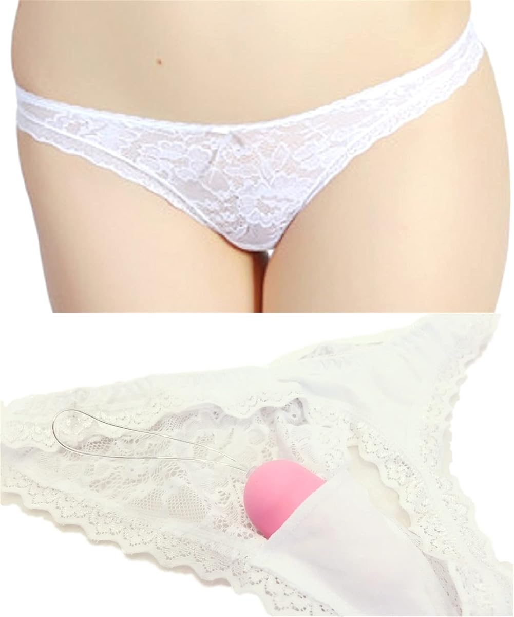 [キャットセレクト] 遠隔 ローター ポケット付き ショーツ とびっこ パンツ Tバック セクシーランジェリー マイクロビキニ 極小 過激 下着 t18rtt ホワイト L