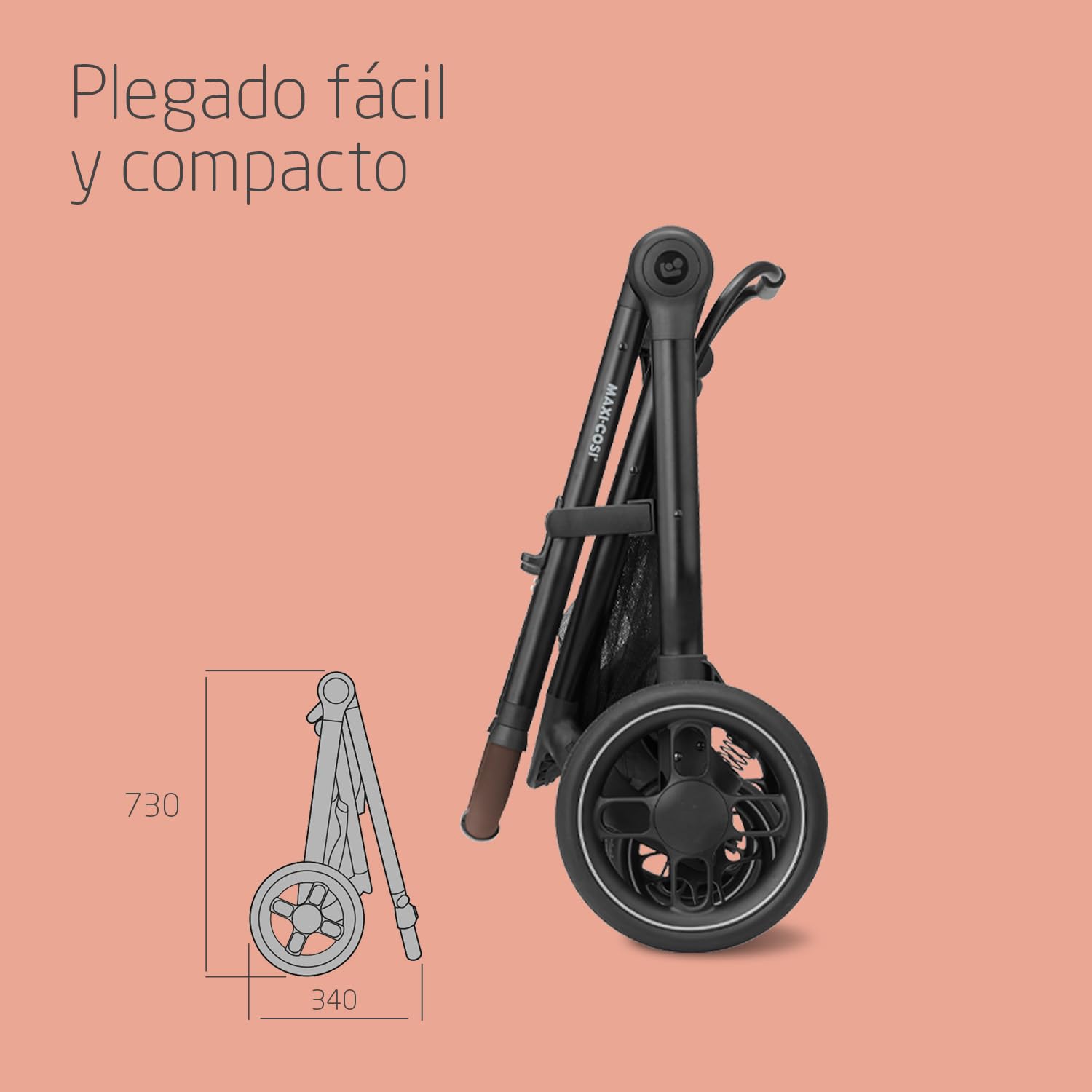 Maxi-Cosi Zelia S Trio Cochecito Bebe 3 Piezas, 0 - 4 Años, hasta 22 kg, Plegable, Compacto y Reclinable Silla de Paseo, con CabrioFix S i-Size Silla Coche Bebe, Accesorios, Bolso Cambiador, Gris