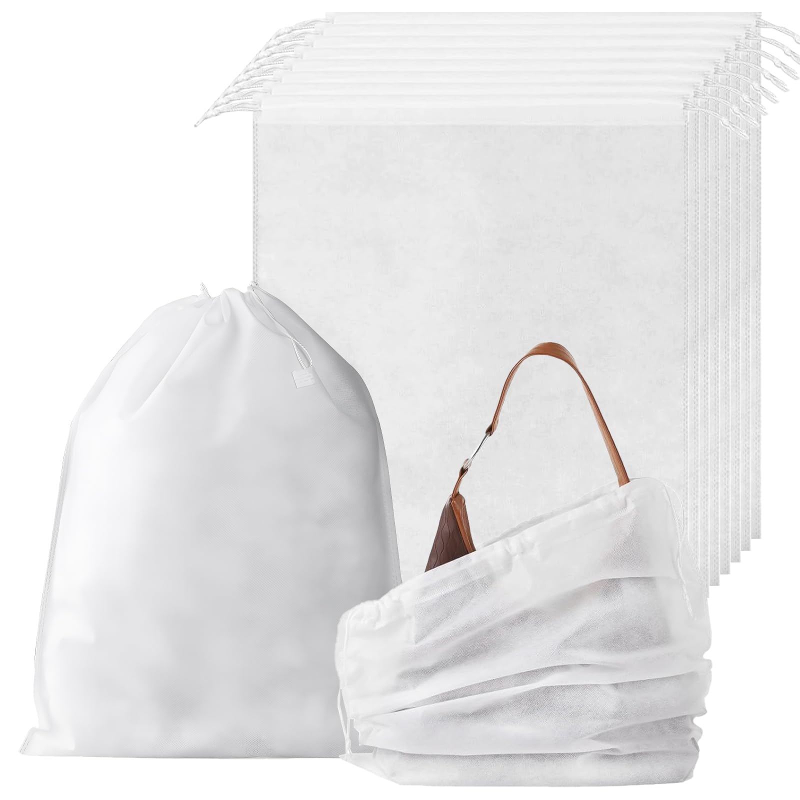 Azoisuwr White Dust Bags For Handbags 8 Pcs Drawstring Purse Dust Bags, Handbag D_ust B_ags, Reusable Handbag Storage Solutions For Shoe Purses Cloth (40 * 50Cm)