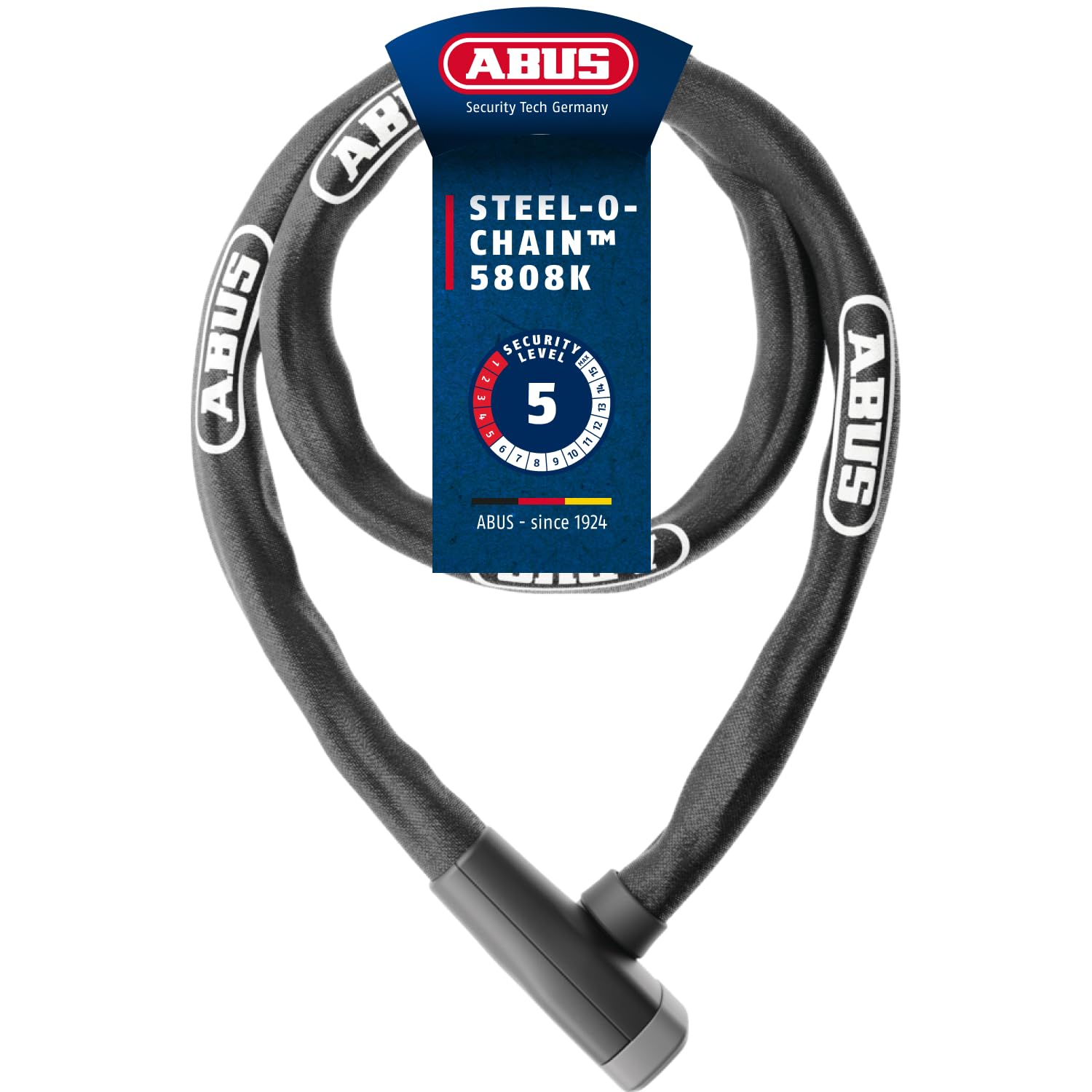ABUS Kettenschloss Steel-O-Chain 5805K – Fahrradschloss aus Stahl – ABUS-Sicherheitslevel 5