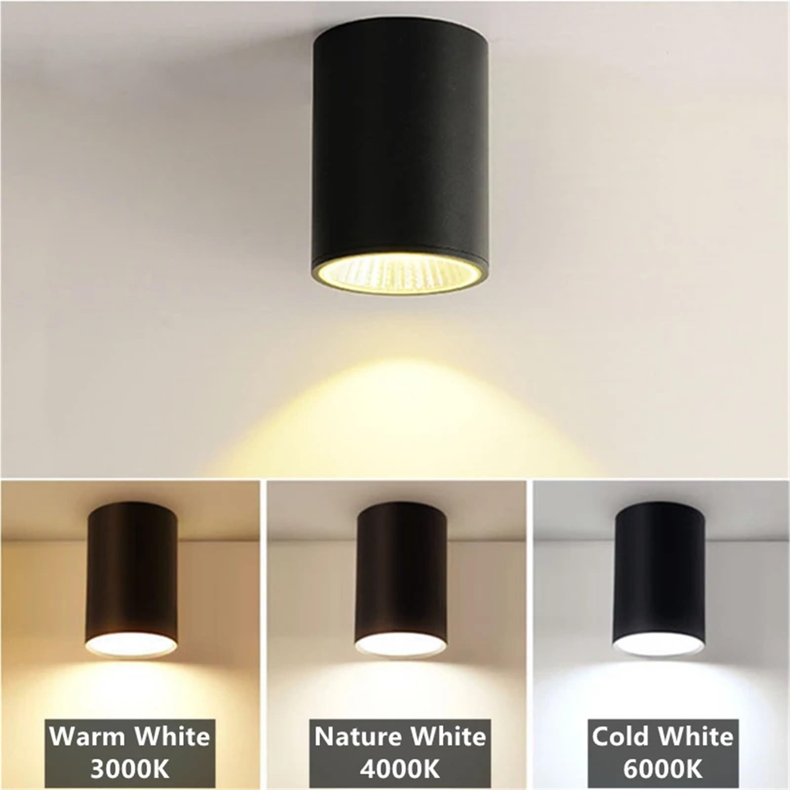 Luces empotrables de techo LED IP65 a prueba de agua, montaje en superficie for baño al aire libre, 7W, 12W, 18W, accesorio de iluminación cilíndrica for inodoro y cocina(Cold White 6000K,12W)