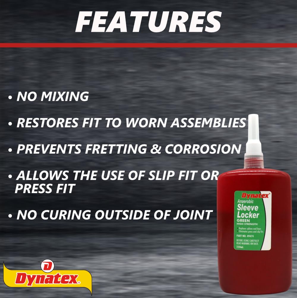 Dynatex Green High Strength Sleevelocker 8.50 oz Bottle - Anaerobic, Wicking, High Strength Retaining, Locks Cylindrical Parts (2-Pack)