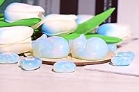 Vista 101 de QINJIEJIE Gato de obsidiana negra, decoración de Halloween, cristales y piedras curativas, estatua de piedra de gatos dormidos, escultura de piedras