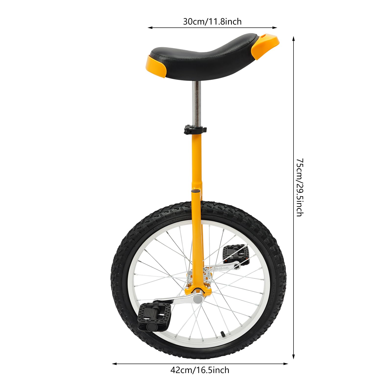 Unicycle Solid Color Unicycle with Steel Frame& Anti-Slip Leakproof Tire& Adjustable Height Curved PU Seat Exercise Bicycle for Beginner Outdoor Sports Entertainment Exercises (yellow, 18inch)