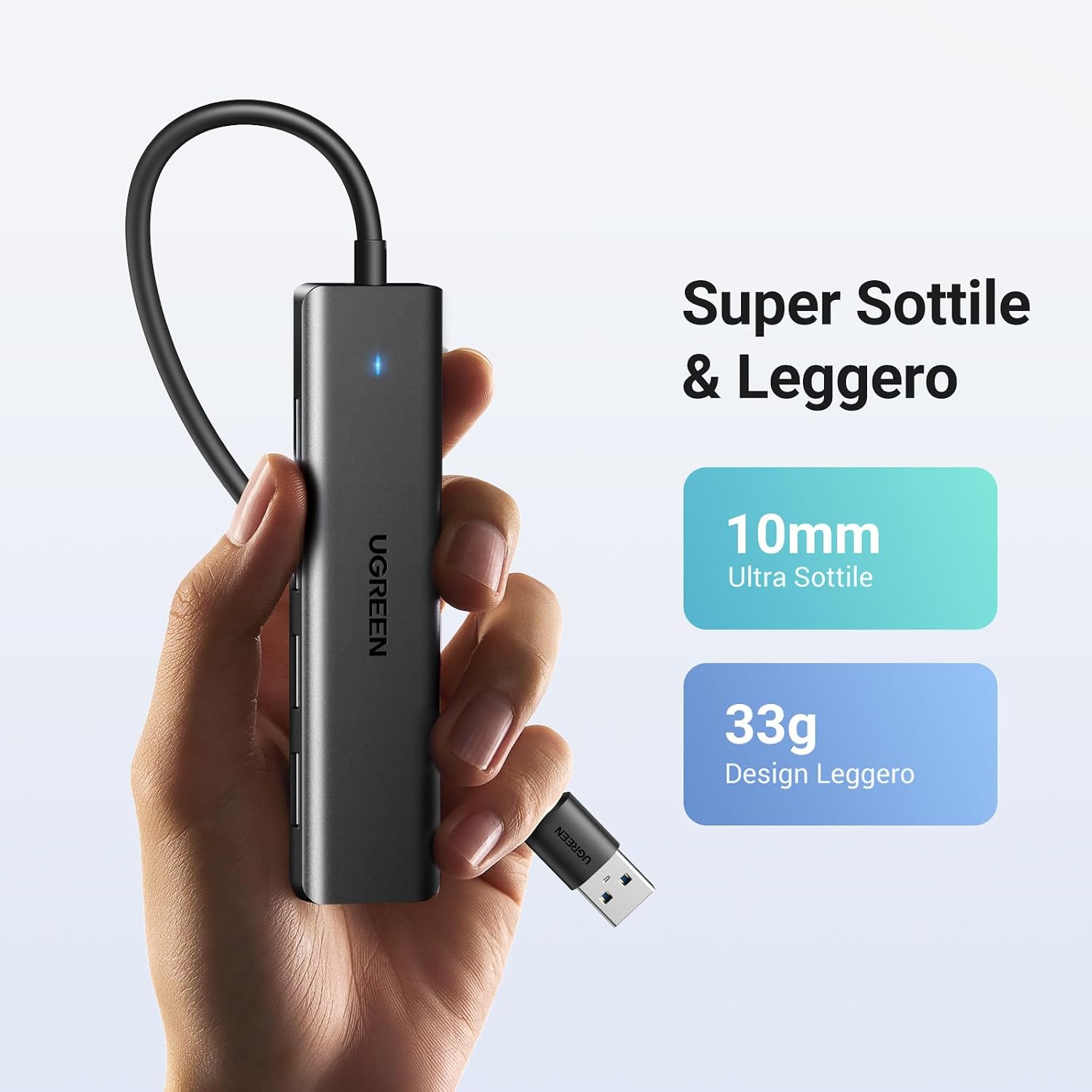 Hub USB 3.0 con 4 Porte Sdoppiatore Adattatore Multiporta Alta velocit+á 5Gbps Compatibile con MacBook PRO Air iMac Surface XPS PC Laptop Disco Rigido Tastiera PS5 (15cm) - Hub USB - Immagine 5
