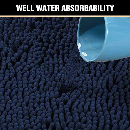 Miniatura 5 de Juego de tapetes de baño de microfibra afelpada, alfombrilla de felpilla, ultrasuave, lavable, secado rápido, absorbente, para dormitorio, cocina,