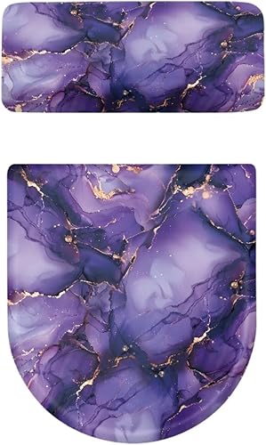 Miniatura 10 de Juego de 2 fundas para tapa de inodoro con estampado de piedra 3D, novedosa funda de tapa de asiento de inodoro para decoración de baño, cubierta