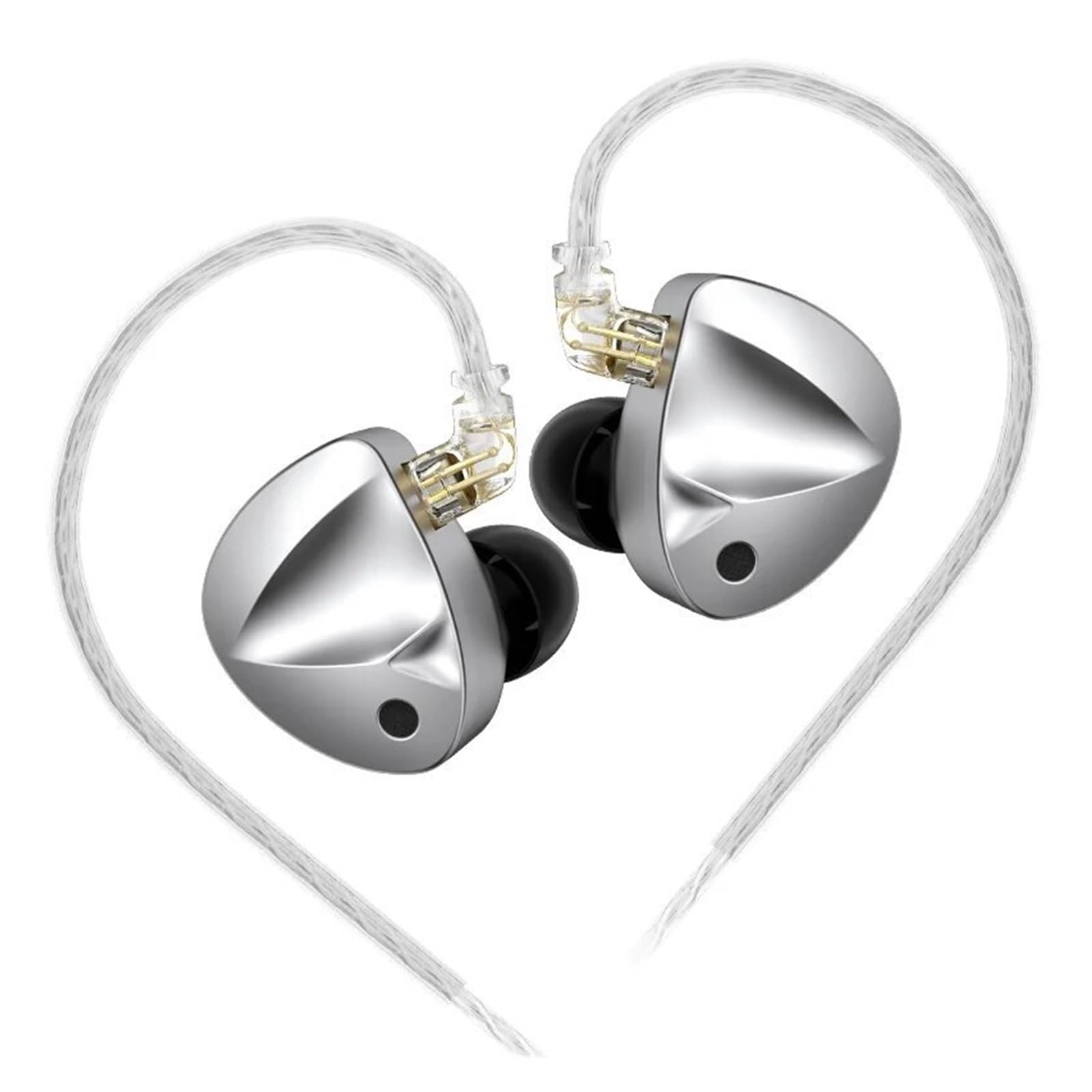 Auricolari HIFI Bassi Auricolari Monitor Interruttore di sintonizzazione a 4 livelli Cuffie Sport Stereo Cuffie con riduzione del rumore(Silver NOMIC)