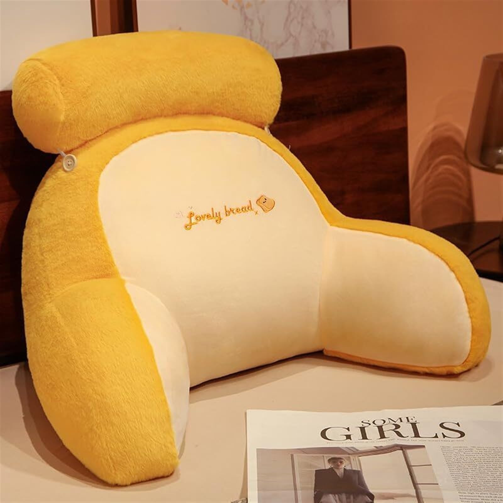 Uoxhfdh Toast Lumbar Support Removable Head Pillow Ergonomic Backrest Plush Throw(,L)