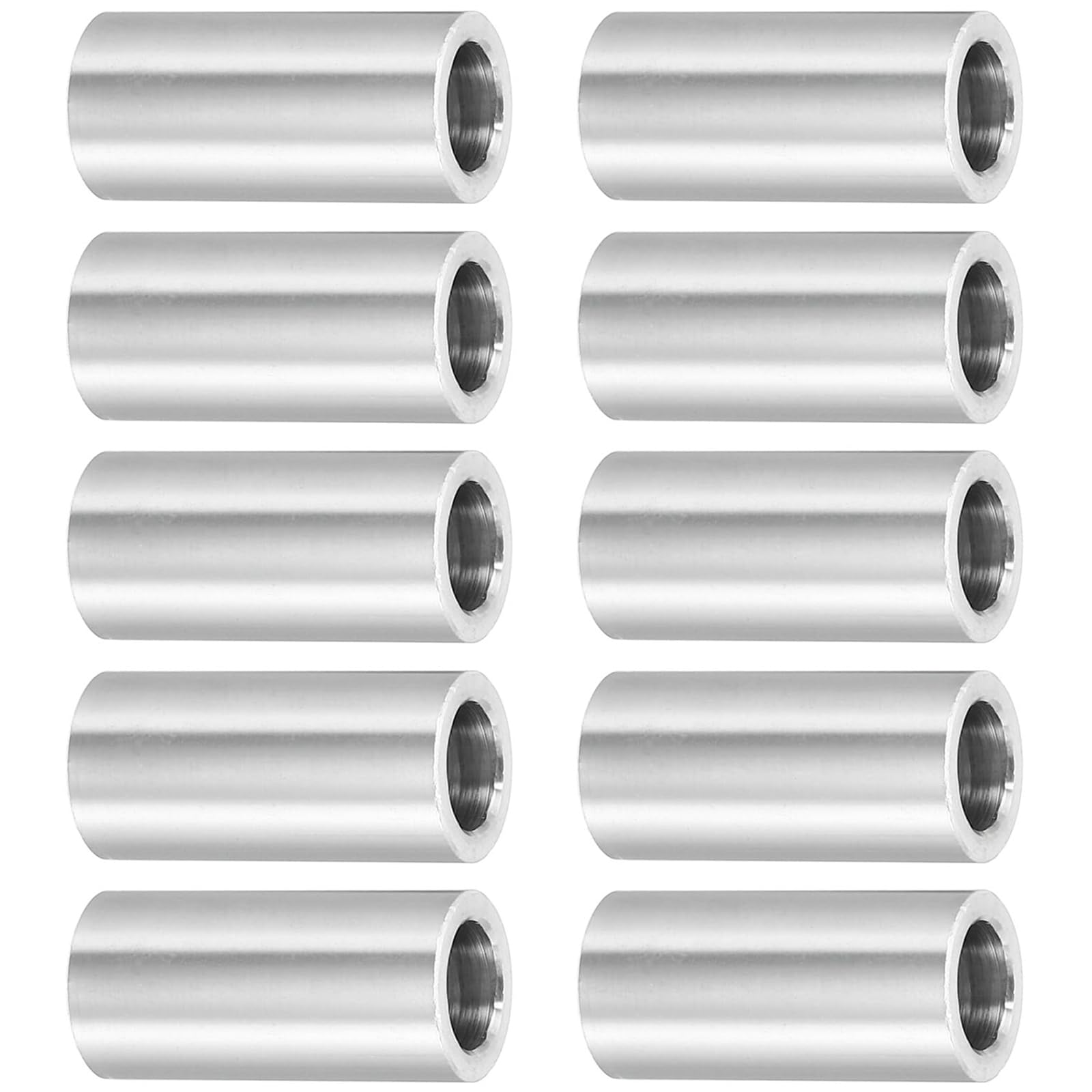 TOP-VIGOR 10Pcs M8 Aluminum Spacer, 8.2mm ID x 12mm OD x 38mm Length Metal Spacer, Round Plain Finish Spacer Screw Standoff Bushing for M8 Screws