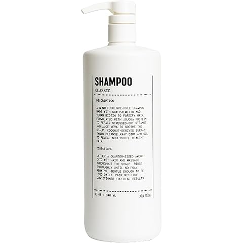 Blu Atlas Men's Natural Shampoo - For All Hair Types - Gentle Cleansing, Deep Hydrating Shampoo Vegan Sulfate and Paraben-Free- Classic Scent, 32 oz.