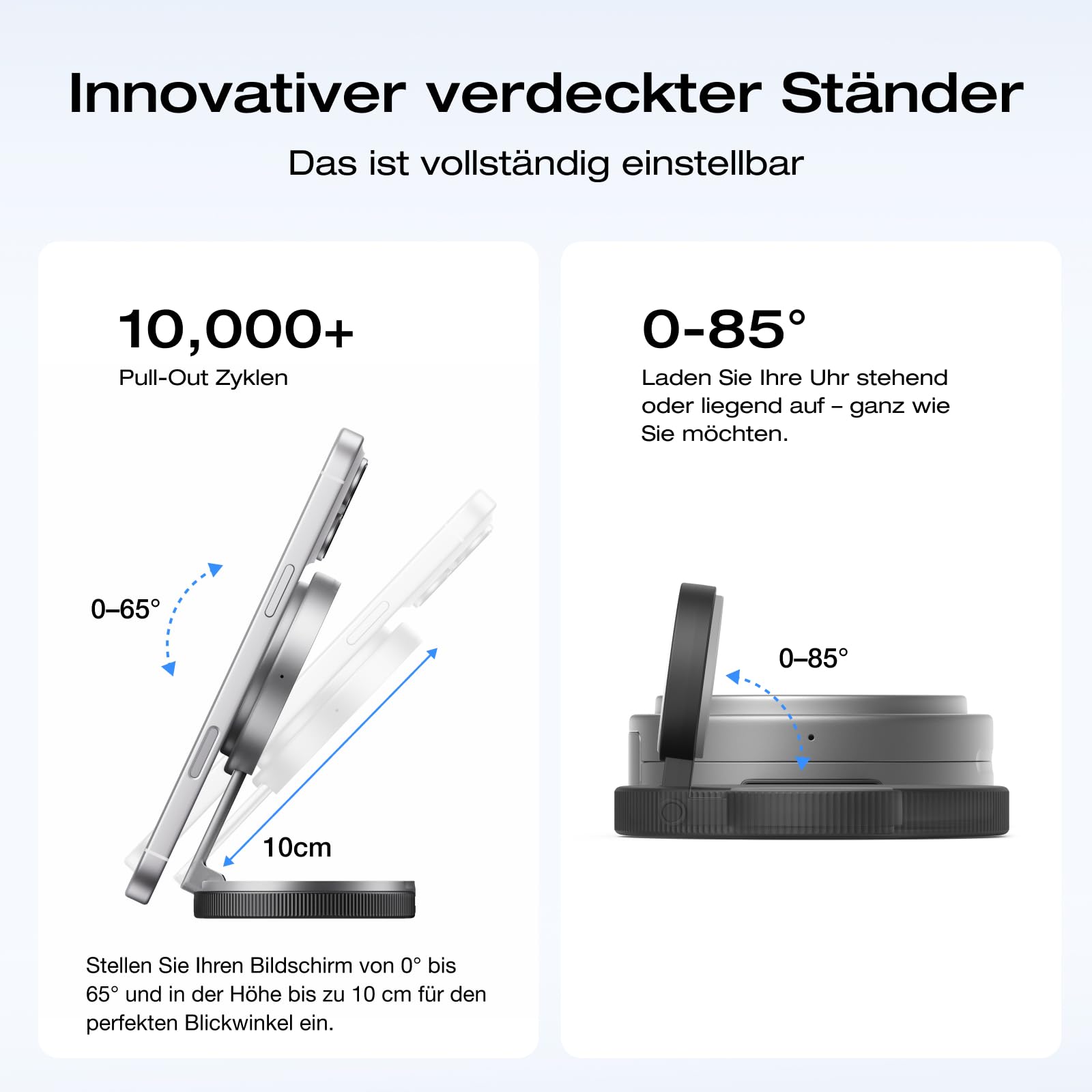 EcoFlow Qi2.2 Magsafe Ladestation 25W mit Faltbar Ständer, Wireless iPhone Ladestation Magnetisches Kabelloses Ladegerät für iPhone 17/16/15/14 Series, Apple Watch und AirPods, Schwarz