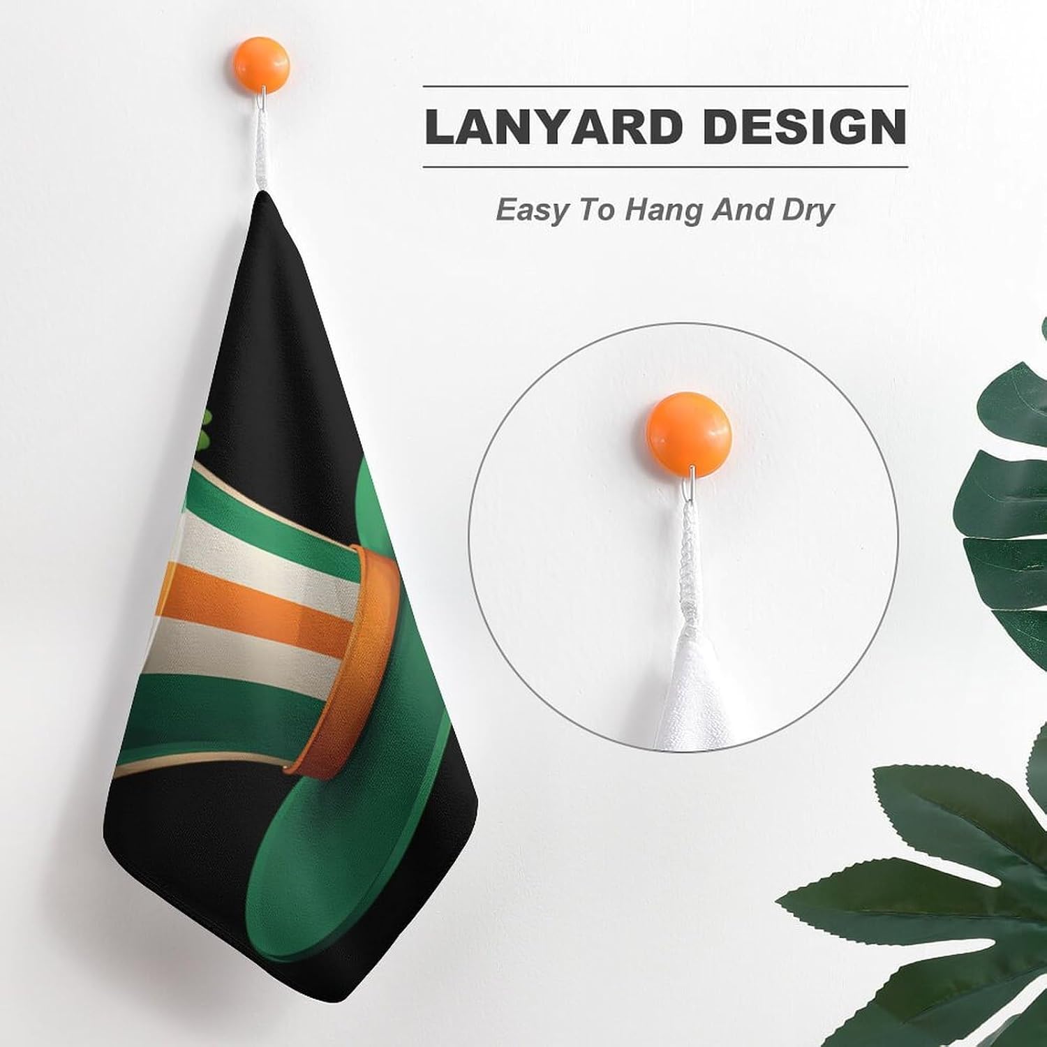 Ireland Flag Stpatricks Day Hand Towels for Bathroom Handkerchief | Absorbent,with Hanging Loop,Kitchen Towels,for Home Hotel,Soft
