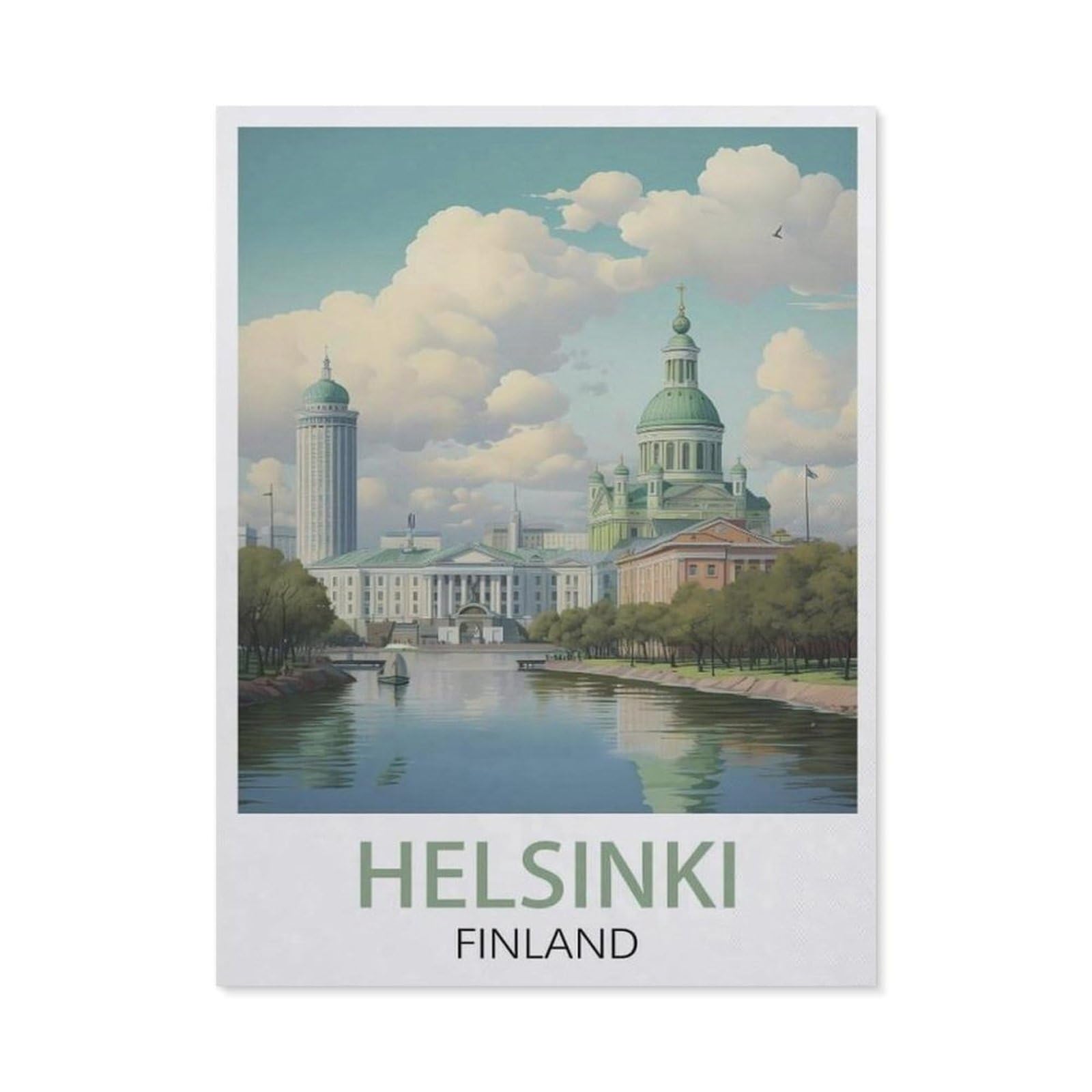 Vintage Wall Decor Metal Poster Plaque，Helsinki Finland(15x30cm）