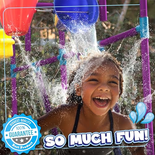PUDDLE SPLASHERS Outdoor Water Play for Kids, Backyard Waterpark Sprinkler Summer Toy, Fun Outside Play Structure for Kids with Sprinkler, Water Buckets and Splash Wheels, Family Backyard Waterpark by PUDDLE SPLASHERS - Used condition - Image 7
