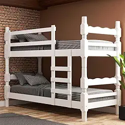 Beliche Madeira Maciça - vira 2 Camas - para Colchão 78/88 x 188cm Porto Multimóveis Vcr4138 Branco