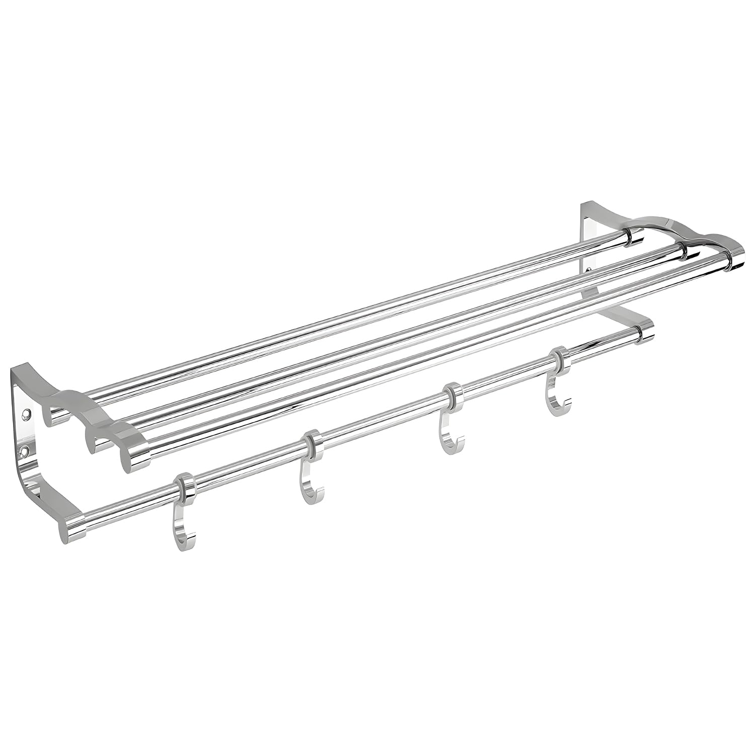 Zureni Folding Towel Rack Wall Mounted Double Aluminium Rod Napkin Holder Multipurpose Hanger Stand Bathroom Accessories Bar for Home Kitchen Washroom (Pack of 1, Silver) (B0D1VLGC3D) Amazon Price History, Amazon Price Tracker