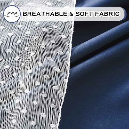 Image of MYSKY HOME Navy Blue Blackout Curtains for Kids Bedroom 52Wx95L,2 Panels | Blackout Curtains with Polka Dots Sheer Overlay, Grommet Room Darkening, for Girls Nursery Bedroom Living Room Decor