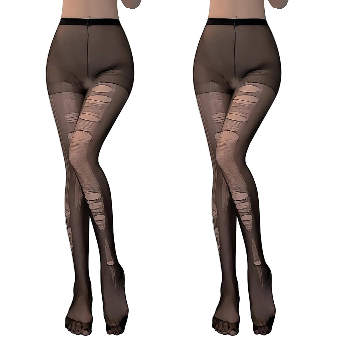 [Sexyhot] 破る用ストッキング セクシー パンスト 破れるストッキング パンティ 破れやすい 薄手 透け透け コスプレ 2足セット（黒）
