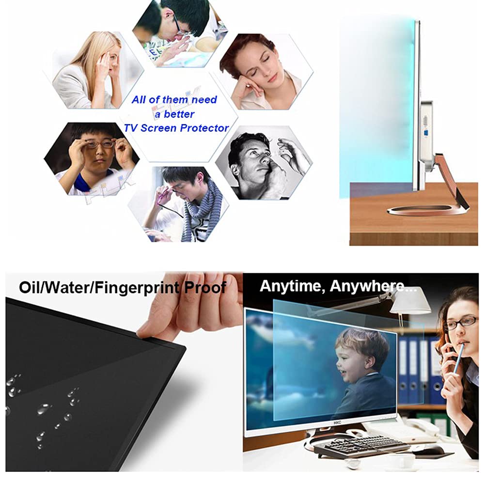 Protecteur d'écran TV anti-éblouissant anti-rayures pour moniteur 65-75 pouces, Film protecteur anti-rayonnement anti-lumière bleue pour écran LCD, LED, 4K OLED & QLED et écran incurvé,75"(1645×930mm)