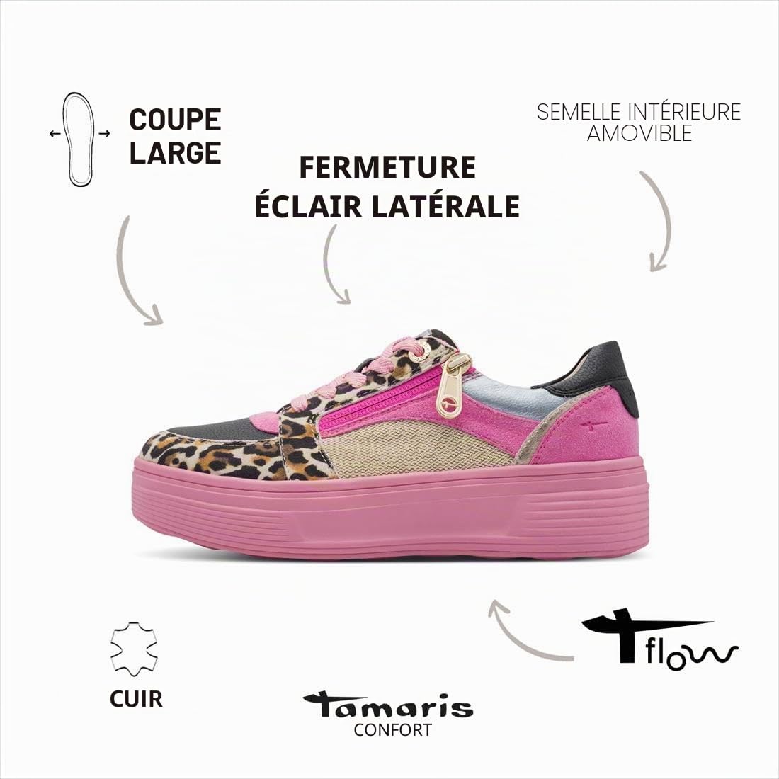 Tamaris Comfort Baskets Femme Plates à Lacets Loisirs